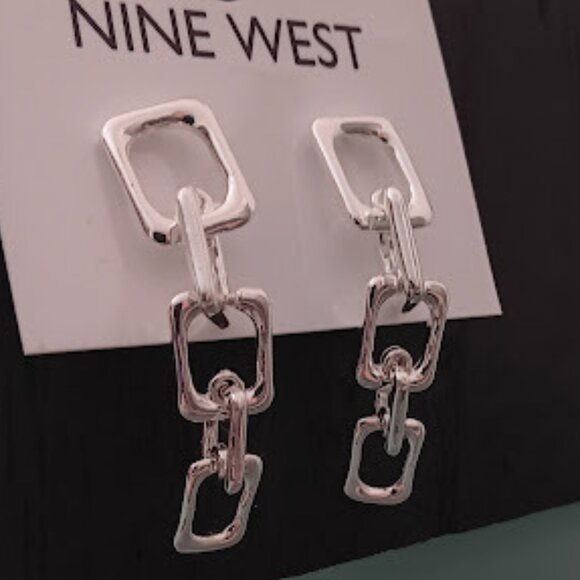 Nine West Jewelry - NINE WEST Mod/Contemporary Silver Rectangle Shaped Chain Link Drop Earrings**NEW